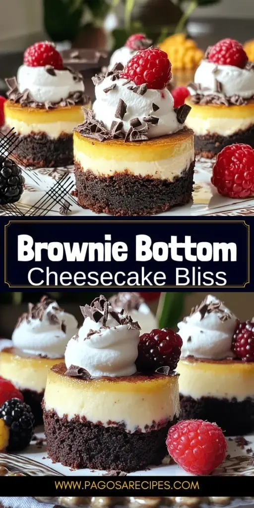 Satisfy your sweet cravings with these irresistible Brownie Bottom Mini Cheesecakes! This tasty dessert pairs a fudgy brownie base with a creamy cheesecake layer, creating a delightful blend of flavors and textures perfect for any occasion. Whether you're hosting a gathering or enjoying a cozy night in, this simple recipe guides you through each delicious step. Click to discover how to make these decadent treats that will impress everyone!