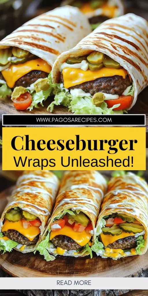 Indulge in a delicious twist on the classic cheeseburger with our Grilled Cheeseburger Wraps recipe! This easy-to-make dish combines juicy ground beef, melty cheddar cheese, and fresh toppings all wrapped up in a soft tortilla. Perfect for busy weeknights or casual gatherings, these wraps offer flavors everyone will love. Ready to impress your family or friends? Click through for the full recipe and create mouthwatering Grilled Cheeseburger Wraps today!