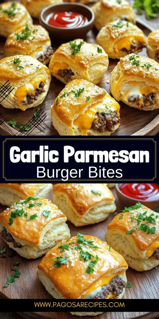 Indulge in the irresistible flavors of Garlic Parmesan Cheeseburger Bombs with this easy recipe! These savory bites combine juicy ground beef, creamy cheese, and aromatic garlic, all wrapped in fluffy biscuit dough. Perfect for parties, movie nights, or quick dinners, these bombs are sure to impress. Follow our step-by-step guide to create a delicious treat your family won't forget. Click to explore the full recipe and get ready to make your next gathering a hit!