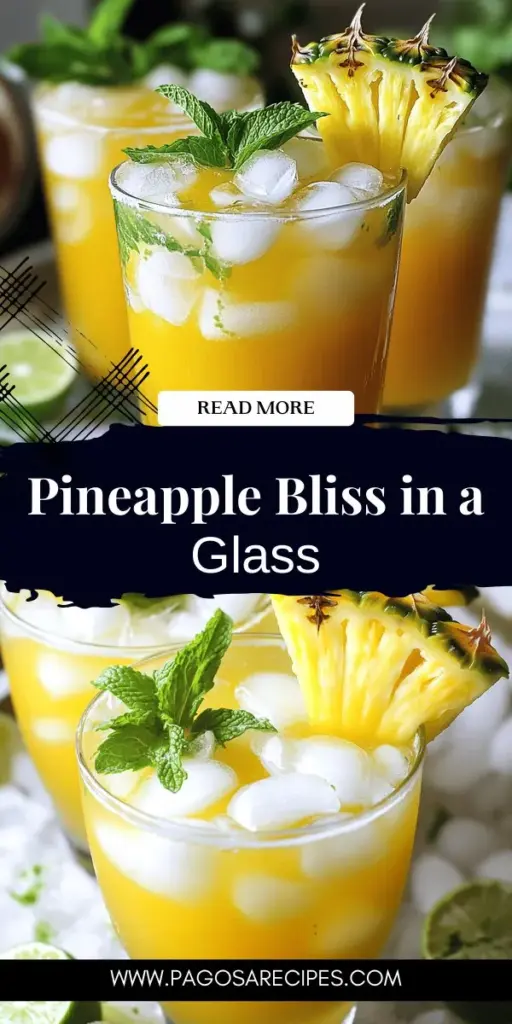 Dive into the tropical delight of the Pineapple Bliss Mocktail, your go-to non-alcoholic drink perfect for any occasion! This refreshing mocktail blends fresh pineapple juice, zesty lime, and hydrating coconut water for a vibrant, flavorful experience. Made with natural ingredients, it's not just refreshing but also a healthier choice without sacrificing taste. Discover the easy step-by-step recipe and elevate your gatherings with this stunning drink. Click through to explore more delicious recipes!