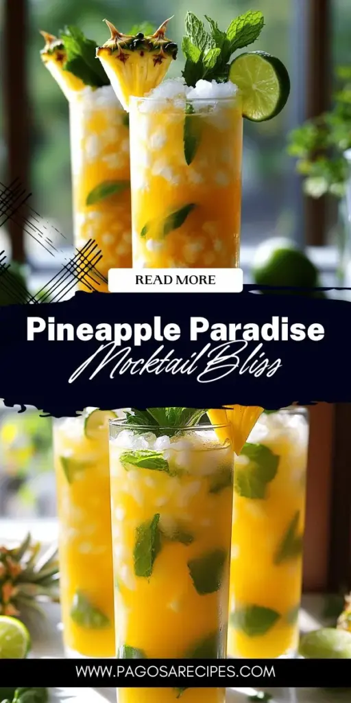 Experience the tropical refreshment of Pineapple Paradise Mocktails, a delightful non-alcoholic beverage perfect for any occasion. Bursting with fresh pineapple, coconut water, zesty lime, and a hint of ginger, this mocktail is a hit among both kids and adults. Easy to make and customize, it’s ideal for summer gatherings, family events, or relaxing afternoons. Discover the full recipe and tips to elevate your mocktail game—click through to explore the refreshing world of Pineapple Paradise!