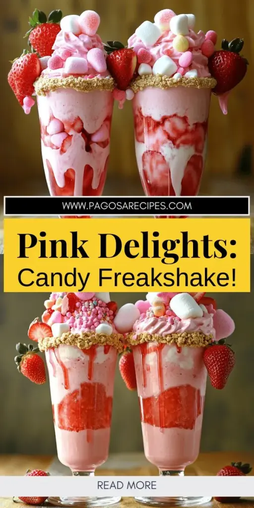 Indulge in the colorful world of dessert with our Decadent Pink Candy Freakshake! This delightful treat combines creamy vanilla ice cream, refreshing strawberries, and an enchanting array of pink candies for an unforgettable dessert experience. Perfect for parties or a sweet personal treat, this shake is as much a feast for the eyes as it is for the taste buds. Click through to explore the recipe and create your own delicious freakshake masterpiece today!