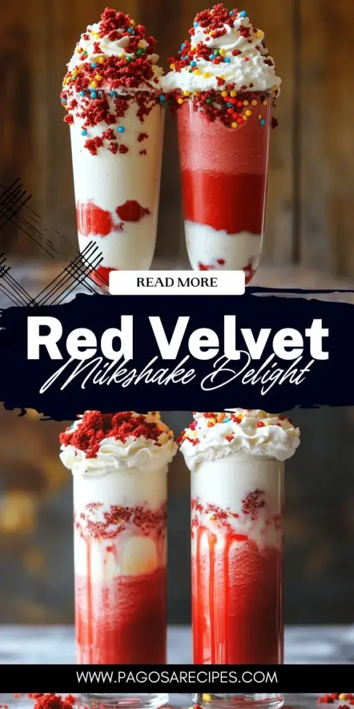 Experience the dreamy delight of a Red Velvet Bliss Milkshake, a perfect fusion of creamy vanilla ice cream and rich red velvet cake. This indulgent treat is ideal for celebrations or any day you crave something special. With simple ingredients and easy steps, you can whip up this visually stunning and delicious milkshake at home. Click through to explore the full recipe and elevate your dessert game with this unforgettable drink!