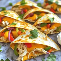 To make mini chicken quesadillas, you need simple and tasty ingredients. The core of this dish includes cooked chicken, cheese, and tortillas. Here’s a closer look.