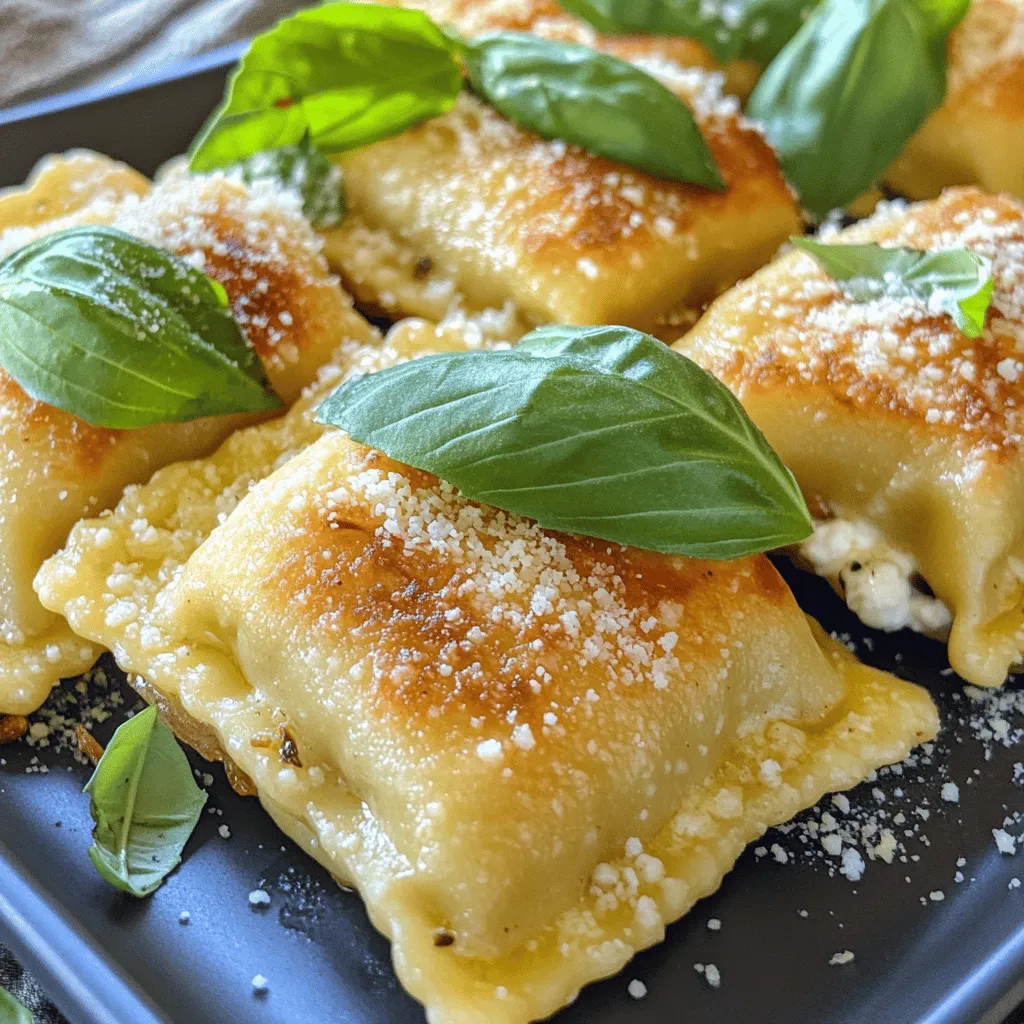 To make roasted garlic ravioli, start with the right ingredients. You need two cups of all-purpose flour, three large eggs, and one teaspoon of salt. For the filling, gather one cup of ricotta cheese, one cup of roasted garlic, and a quarter cup of grated Parmesan cheese. Add a tablespoon of olive oil and salt and pepper to taste.