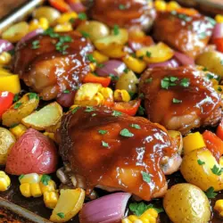 In the fast-paced world of cooking, sheet pan meals have taken the culinary landscape by storm. The convenience of tossing ingredients onto a single baking sheet and letting the oven do the work has made these meals a favorite among home cooks. One dish that stands out in this category is BBQ Chicken Bliss, a mouthwatering recipe that combines juicy chicken thighs, vibrant vegetables, and a tangy barbecue sauce that brings everything together. This recipe not only delivers impressive flavor but also offers a quick and easy solution for weeknight dinners, family gatherings, or meal prepping.