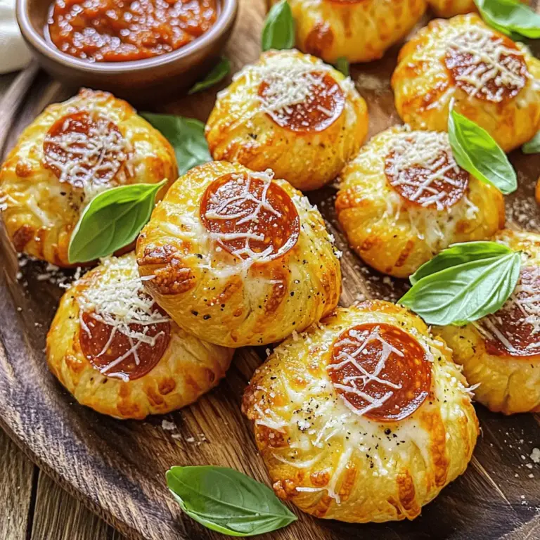 Pepperoni pizza bombs are small, tasty snacks packed with flavor. They combine pizza dough, pepperoni, and cheese. You can bake them until they are golden brown. Their crispy outside hides a warm, cheesy center.