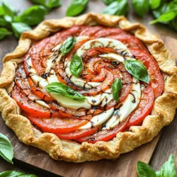 The Caprese Galette presents a delightful twist on the traditional Caprese salad, infusing the classic Italian flavors into a rustic pastry format. This delightful dish harmoniously combines the freshness of ripe tomatoes, creamy mozzarella, and fragrant basil, all enveloped in a flaky, buttery crust. While the Caprese salad is a summer staple, the galette transforms these beloved ingredients into a savory tart that can be enjoyed year-round, making it a versatile addition to any menu—whether it’s a casual family dinner, a summer picnic, or an elegant brunch gathering.