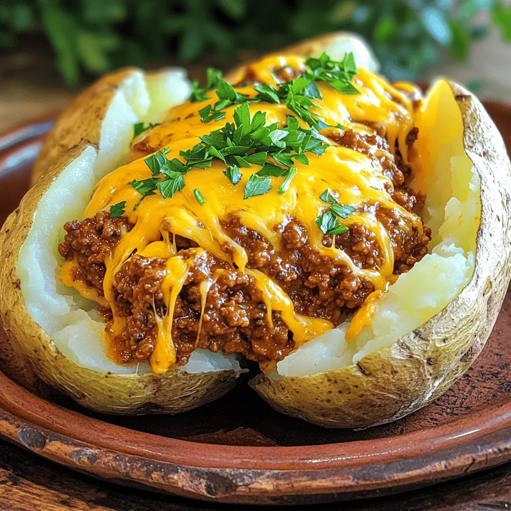 To make a great sloppy joe baked potato, you need some basic ingredients. First, you will need four large russet potatoes. They are perfect for baking due to their size and texture. For the filling, choose one pound of ground beef or turkey. Both options work well here.