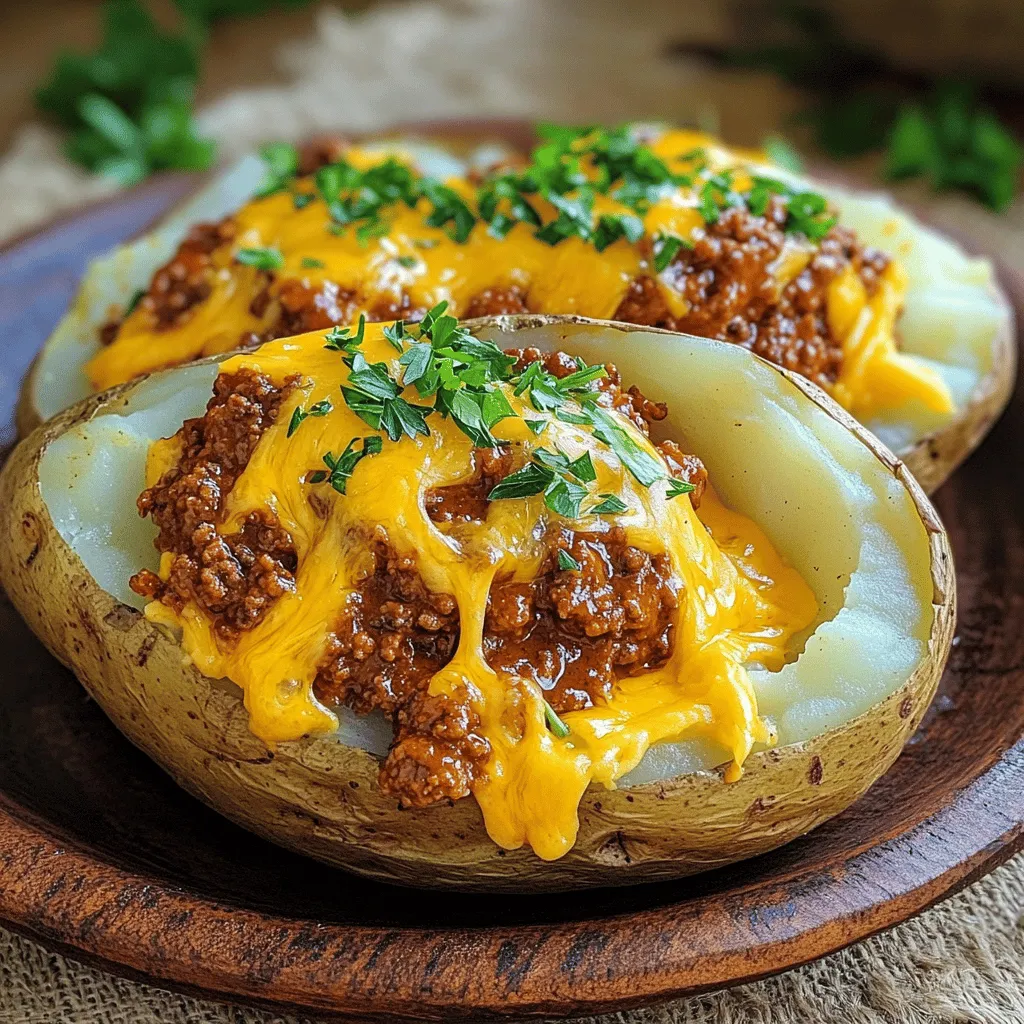 To make a great sloppy joe baked potato, you need some basic ingredients. First, you will need four large russet potatoes. They are perfect for baking due to their size and texture. For the filling, choose one pound of ground beef or turkey. Both options work well here.