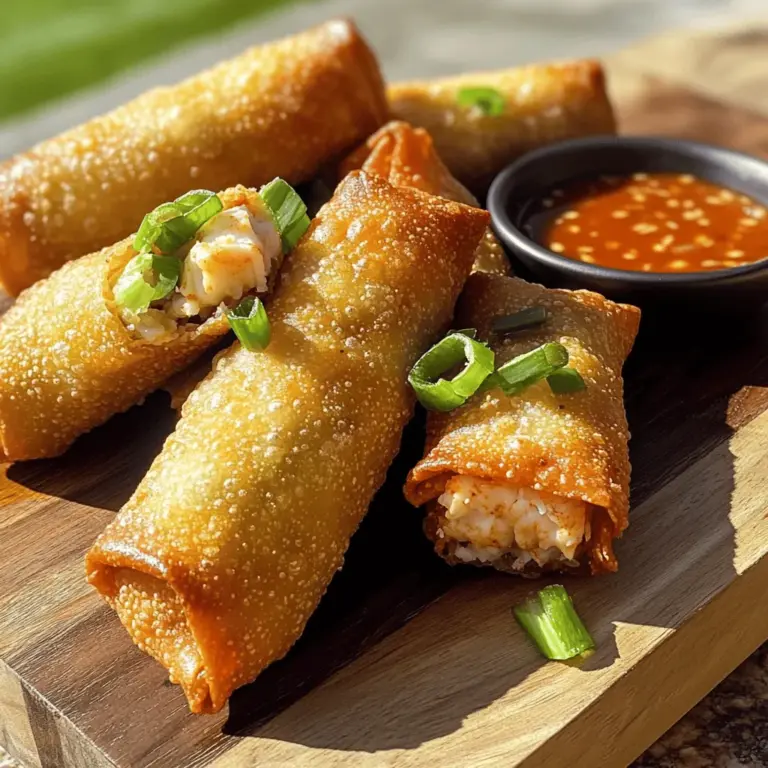 Crab cake egg rolls blend the classic taste of crab cakes with Asian flavors. They are a fun twist on both dishes. The crunchy egg roll wrapper holds a savory, crab-filled center. This mix of textures makes them a hit at any gathering.