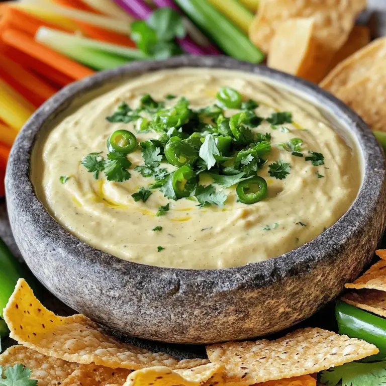The Creamy Jalapeno Dip is not just another appetizer; it's a true crowd-pleaser. Its unique flavor profile is a delightful dance between the creaminess of dairy ingredients and the fiery essence of fresh jalapenos. The dip’s rich texture invites you in, while the jalapenos provide just the right amount of heat to keep things exciting.