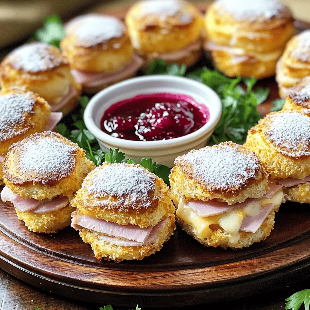 Monte Cristo sliders are small sandwiches that pack a big flavor. They mix sweet and savory in a fun way. This dish layers ham, turkey, and Swiss cheese inside soft slider rolls. Then, you dip them in a tasty egg mixture before baking. The result? A golden, crispy slider perfect for any gathering.