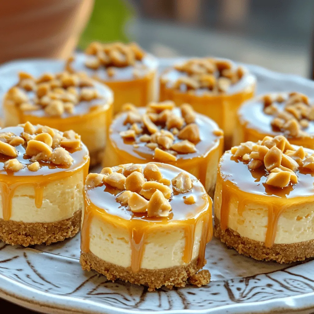 Irresistible mini cheesecakes are a sweet treat that combines rich flavors. They have a creamy peanut butter filling and a buttery graham cracker crust. Each bite brings joy and comfort.