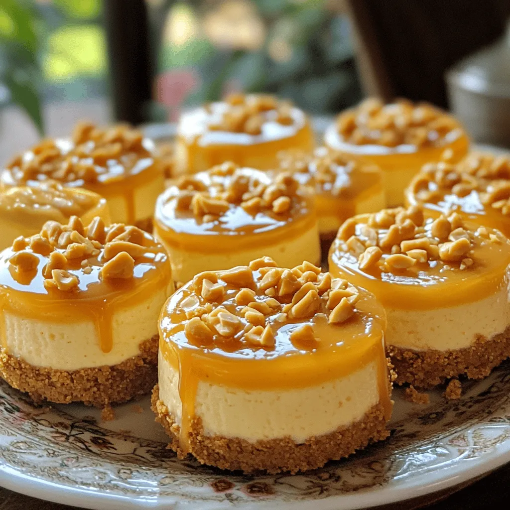 Irresistible mini cheesecakes are a sweet treat that combines rich flavors. They have a creamy peanut butter filling and a buttery graham cracker crust. Each bite brings joy and comfort.