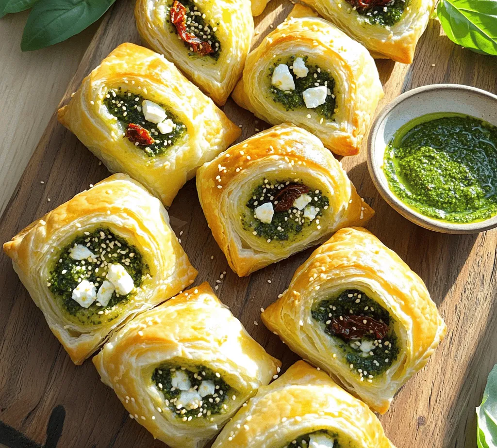Pesto Feta Rolls are a delightful combination of flaky pastry, vibrant pesto, and rich feta cheese that can elevate any meal or gathering. These rolls are not only visually appealing but also incredibly versatile, making them a fantastic addition to your appetizer repertoire or a quick snack for unexpected guests. Imagine biting into a warm roll, where the buttery layers of puff pastry give way to a burst of flavors from fresh basil, tangy feta, and the subtle sweetness of sun-dried tomatoes. This dish captures the essence of Mediterranean cuisine, offering a delightful experience for both the palate and the senses.