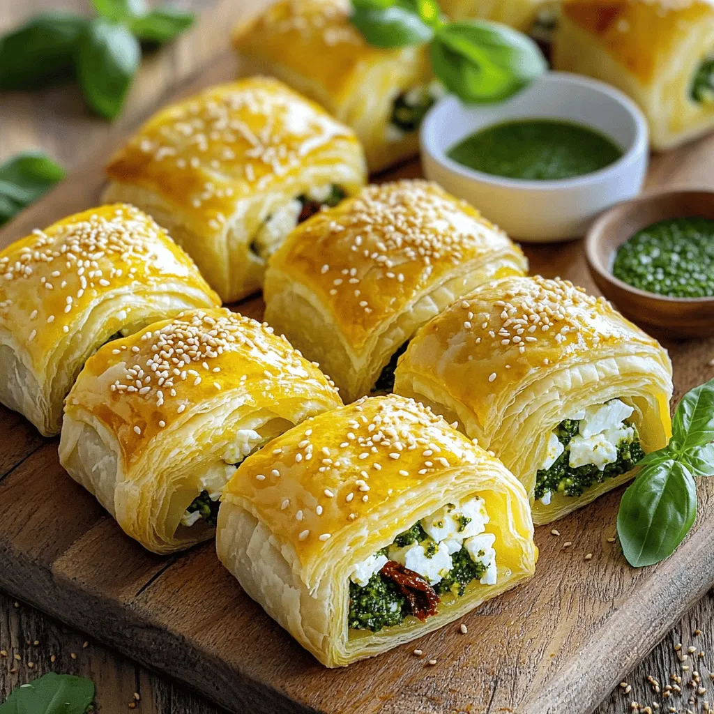 Pesto Feta Rolls are a delightful combination of flaky pastry, vibrant pesto, and rich feta cheese that can elevate any meal or gathering. These rolls are not only visually appealing but also incredibly versatile, making them a fantastic addition to your appetizer repertoire or a quick snack for unexpected guests. Imagine biting into a warm roll, where the buttery layers of puff pastry give way to a burst of flavors from fresh basil, tangy feta, and the subtle sweetness of sun-dried tomatoes. This dish captures the essence of Mediterranean cuisine, offering a delightful experience for both the palate and the senses.