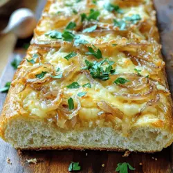 In the realm of culinary delights, few creations can match the charm and flavor of French Onion Garlic Bread. This delectable recipe brings together the sumptuous sweetness of caramelized onions and the robust zest of garlic, all layered on a crusty slice of French bread. It serves as the perfect accompaniment to a wide array of meals, whether you are enjoying a cozy family dinner, hosting a lively gathering, or simply indulging in a comforting snack.