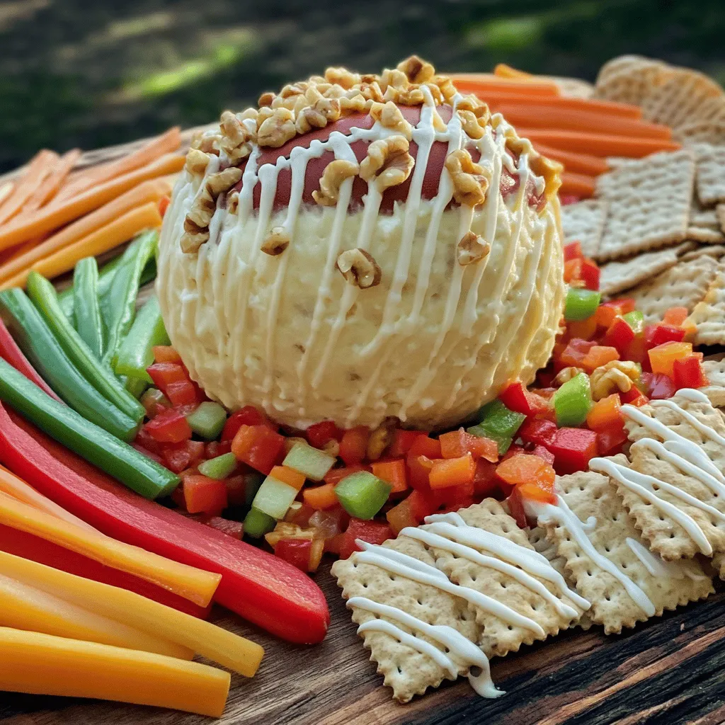 To make a great football cheese ball, you need the right ingredients. Start with 16 oz of softened cream cheese. This gives the cheese ball a smooth base. Then, add 1 cup of shredded cheddar cheese for a classic flavor. Crumbled feta cheese adds a nice twist. Use 1/2 cup for a tangy touch.