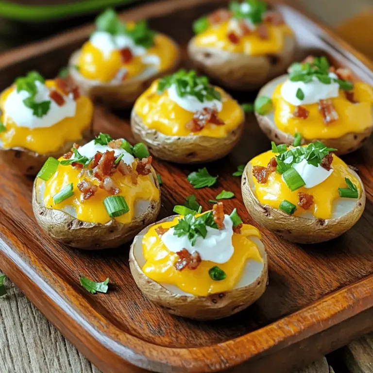 To make mini loaded baked potatoes, you need some simple ingredients. Start with 12 small baby potatoes. These mini baked potatoes are easy to handle and perfect for appetizers.