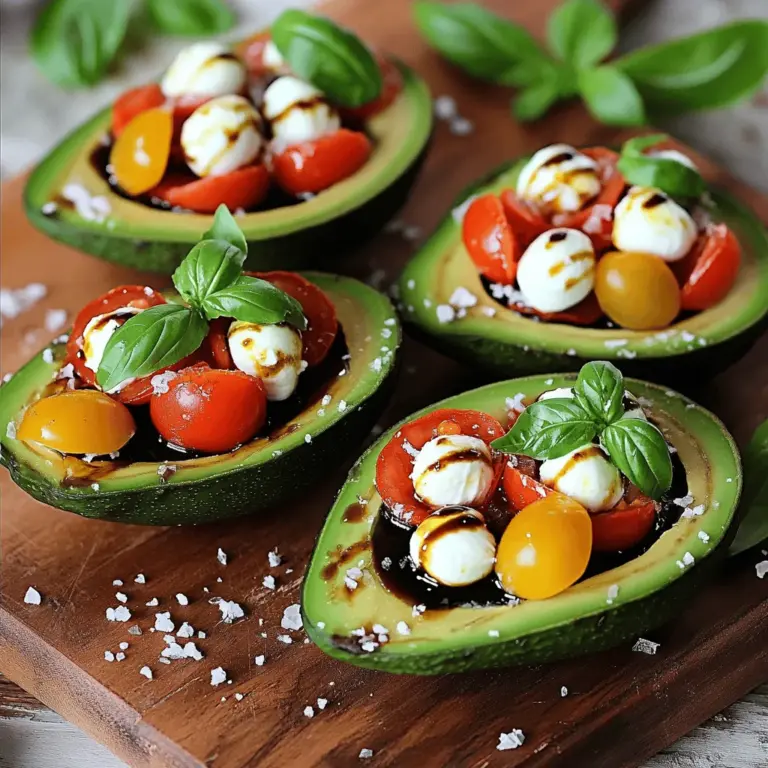 To make Caprese stuffed avocado, you need simple and fresh ingredients. For this dish, gather two ripe avocados, one cup of halved cherry tomatoes, and one cup of halved fresh mozzarella balls. These ingredients create the classic Caprese flavor you know and love.