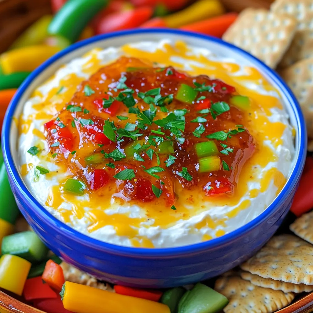 The ingredients for pepper jelly dip are simple and tasty. You will need: