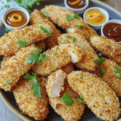 For a crispy chicken tenders recipe, you need simple yet key ingredients. First, use boneless, skinless chicken breasts. They are tender and cook quickly. Cut them into strips. This helps with even cooking and easy eating.