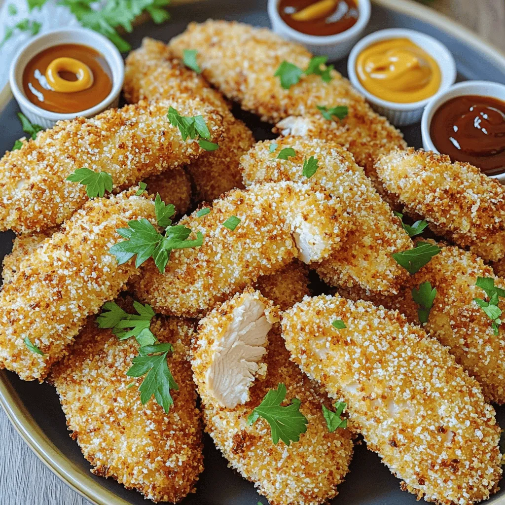 For a crispy chicken tenders recipe, you need simple yet key ingredients. First, use boneless, skinless chicken breasts. They are tender and cook quickly. Cut them into strips. This helps with even cooking and easy eating.