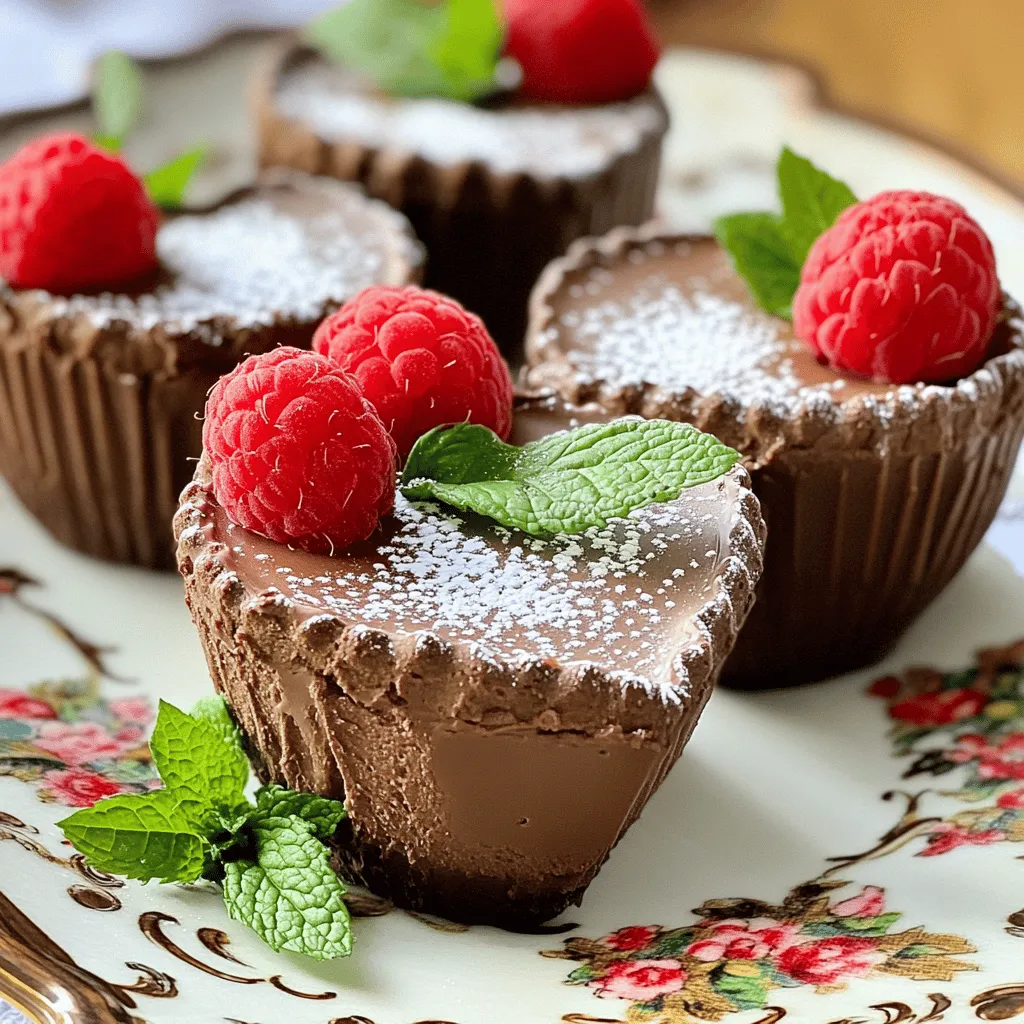 To make chocolate mousse cup hearts, you need simple yet rich ingredients. For this chocolate mousse recipe, gather dark chocolate, eggs, sugar, vanilla, heavy cream, and a pinch of salt. Fresh raspberries or strawberries add a lovely touch.