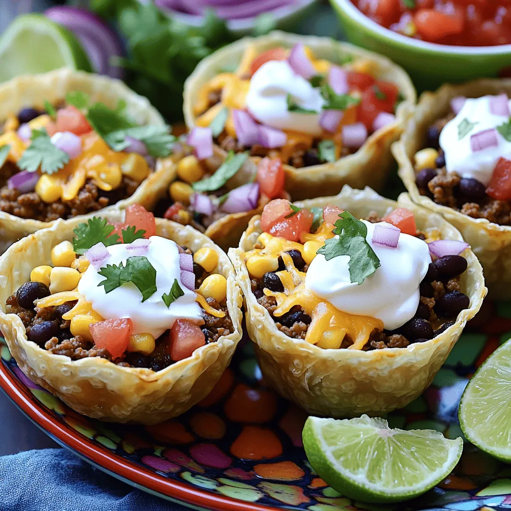 The best taco cups recipe is simple and fun. You need a few key ingredients to make them tasty. Essential ingredients include ground beef or turkey, taco seasoning, black beans, corn, and cheese. You also need wonton wrappers to hold everything together. These cups are packed with flavor and easy to make.