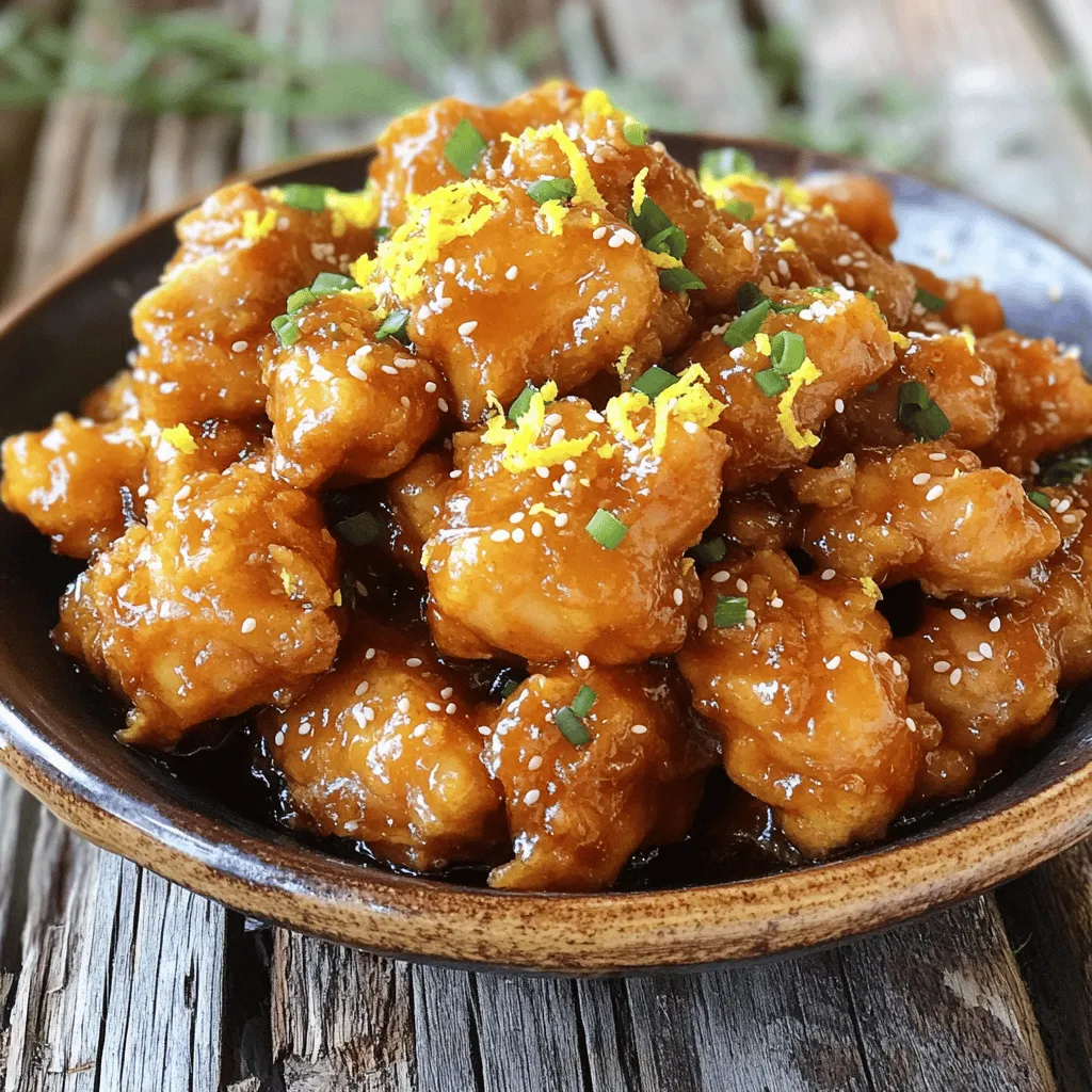 The main parts of a Chinese lemon chicken recipe include chicken, lemon, and sauce. For the chicken, I prefer boneless and skinless chicken breasts. This part cooks evenly and stays tender.