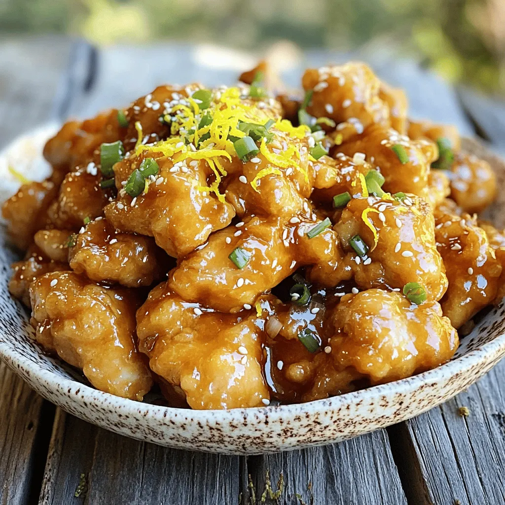 The main parts of a Chinese lemon chicken recipe include chicken, lemon, and sauce. For the chicken, I prefer boneless and skinless chicken breasts. This part cooks evenly and stays tender.