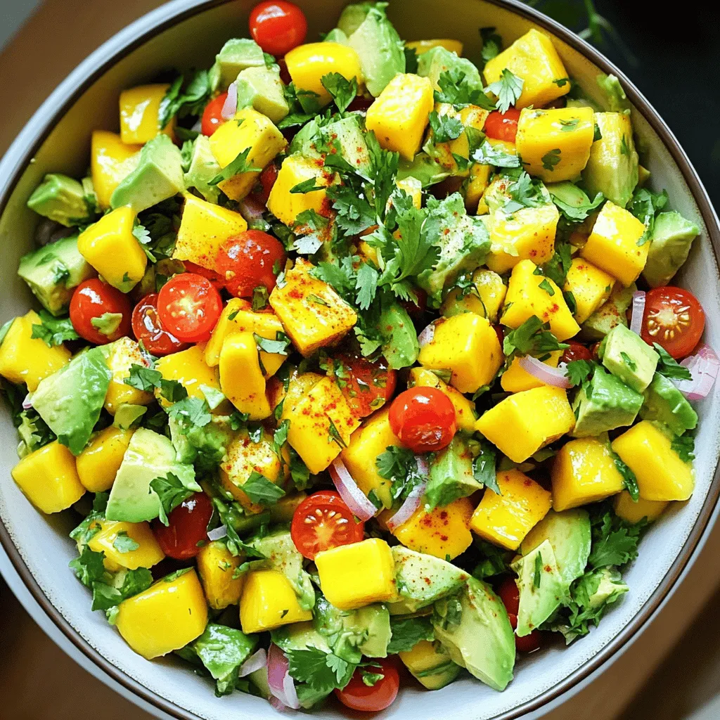 To make a tasty avocado and mango salad, you need fresh ingredients. This salad shines with ripe avocados and ripe mangoes. Each fruit brings a unique flavor and texture.