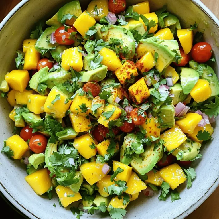 To make a tasty avocado and mango salad, you need fresh ingredients. This salad shines with ripe avocados and ripe mangoes. Each fruit brings a unique flavor and texture.