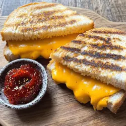 Grilled cheese sandwiches have long been a staple in comfort food cuisine, adored by many for their simplicity and comforting flavors. The melty goodness of cheese encased in perfectly toasted bread is a nostalgic experience that can transport you back to childhood. However, this beloved dish is not just limited to the classic cheese and bread combination. In this article, we’re excited to introduce you to a mouthwatering variation: the Grilled Cheese Delight with Spicy Tomato Jam. This recipe takes the traditional grilled cheese to new heights with sharp cheddar cheese paired with a homemade spicy tomato jam that adds a delightful twist.