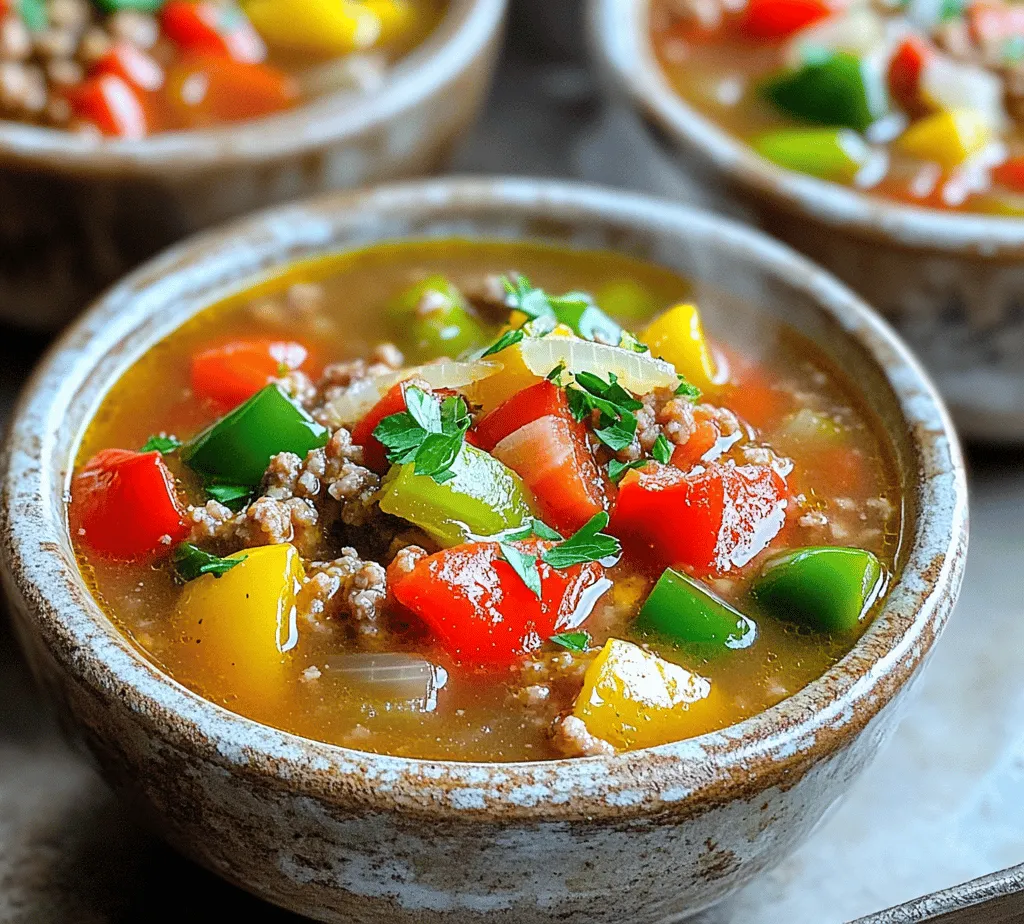 In the realm of comforting meals, few dishes can compete with the rich flavors and heartwarming aromas of a well-made soup. One standout in this category is the Zesty Stuffed Pepper Soup Delight. This delightful concoction captures the essence of traditional stuffed peppers while transforming them into a hearty soup that soothes the soul. Perfect for chilly evenings or when you crave something nutritious and filling, this recipe is a fantastic way to enjoy all the flavors of stuffed peppers in a new and exciting format.