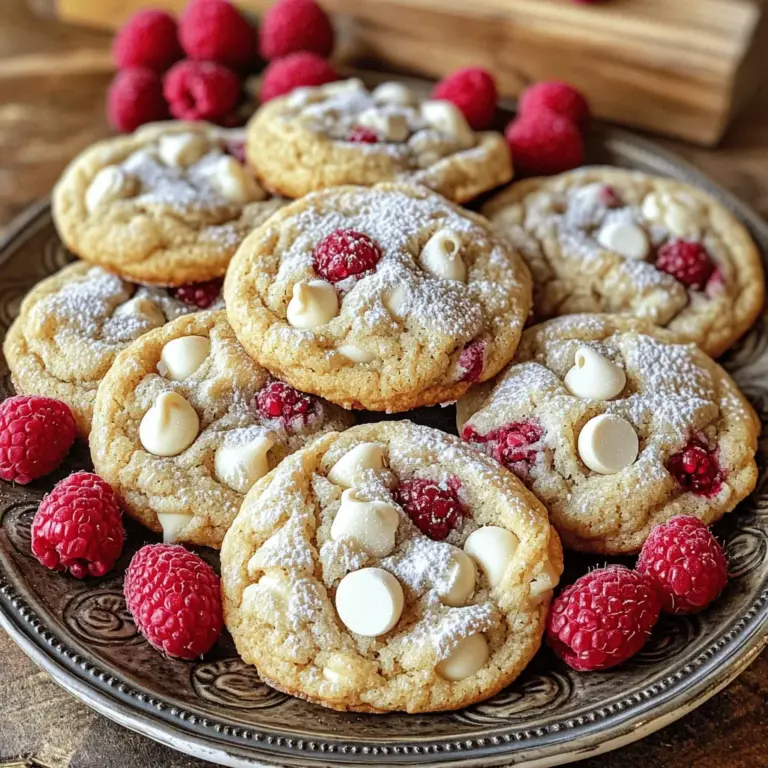 White chocolate raspberry cookies blend sweet white chocolate with tart raspberries. This mix creates a treat that many love. The bright colors and flavors make them visually appealing. Each bite delivers a delightful taste experience.