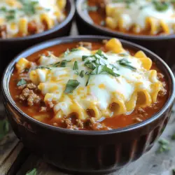 Crock Pot Cheesy Lasagna Soup is rich and full of flavor. To make this soup, you need some key ingredients.