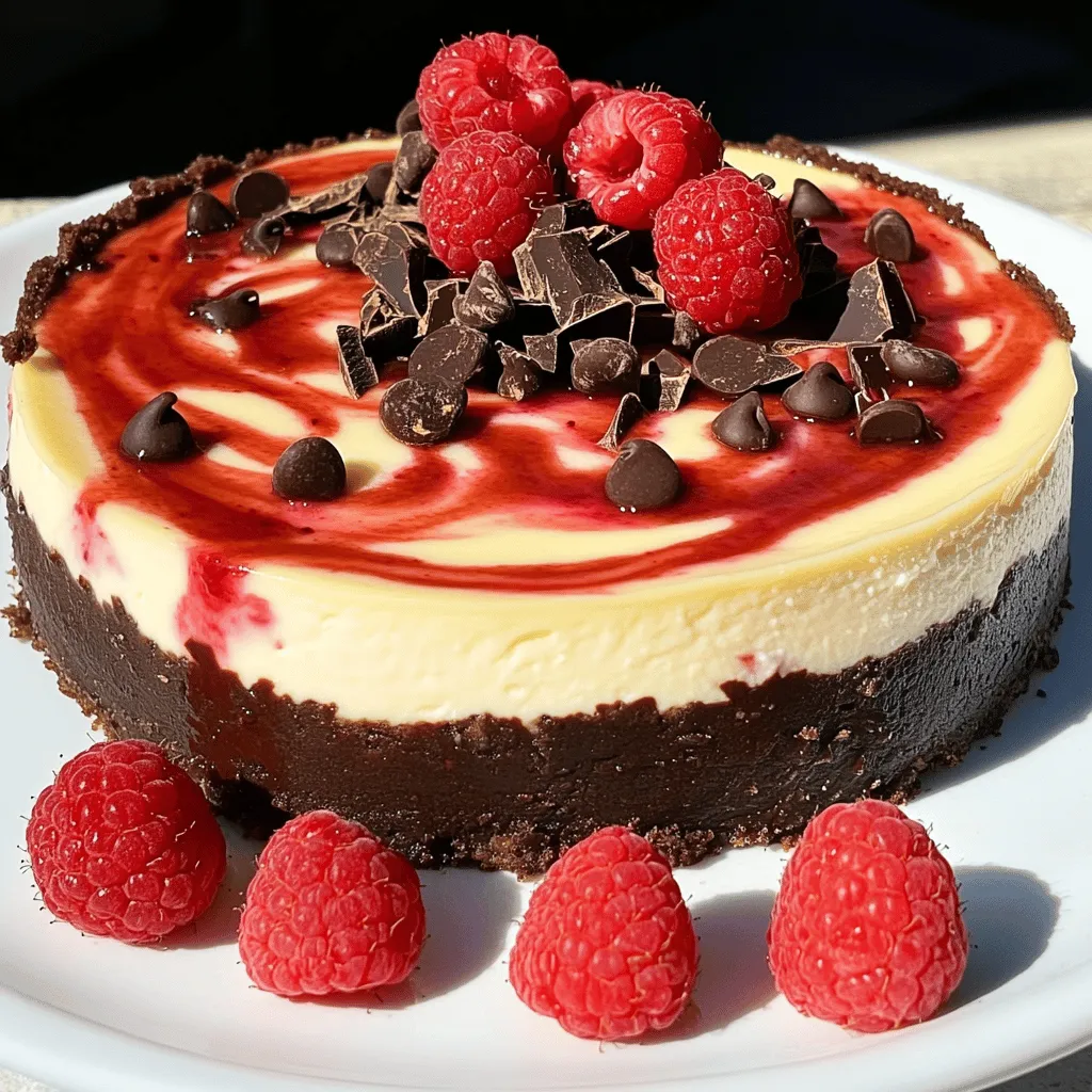 The chocolate raspberry swirl cheesecake recipe has a few star ingredients. Each one adds to the taste and texture in a special way.