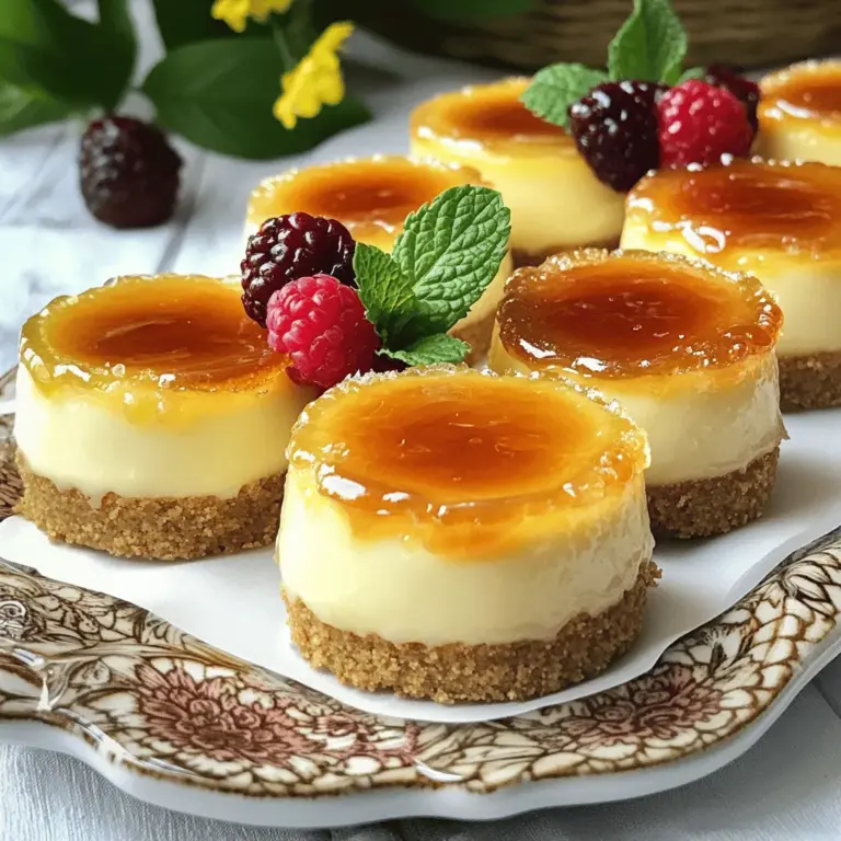 Mini Crème Brûlée Cheesecakes are a delightful twist on classic desserts. They combine the smoothness of cheesecake with the crispy top of crème brûlée. This creates a treat that is both creamy and crunchy. Each bite offers a balance of flavors and textures that is hard to resist.