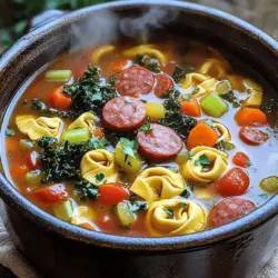 Kielbasa Tortellini Delight is a comforting and nourishing soup that brings warmth and satisfaction to the table. Perfect for chilly evenings or when you're in need of a quick yet fulfilling meal, this dish combines the rich flavors of kielbasa sausage with the delightful texture of cheese tortellini. The result is a hearty soup that not only warms your body but also tickles your taste buds with its savory blend of ingredients.