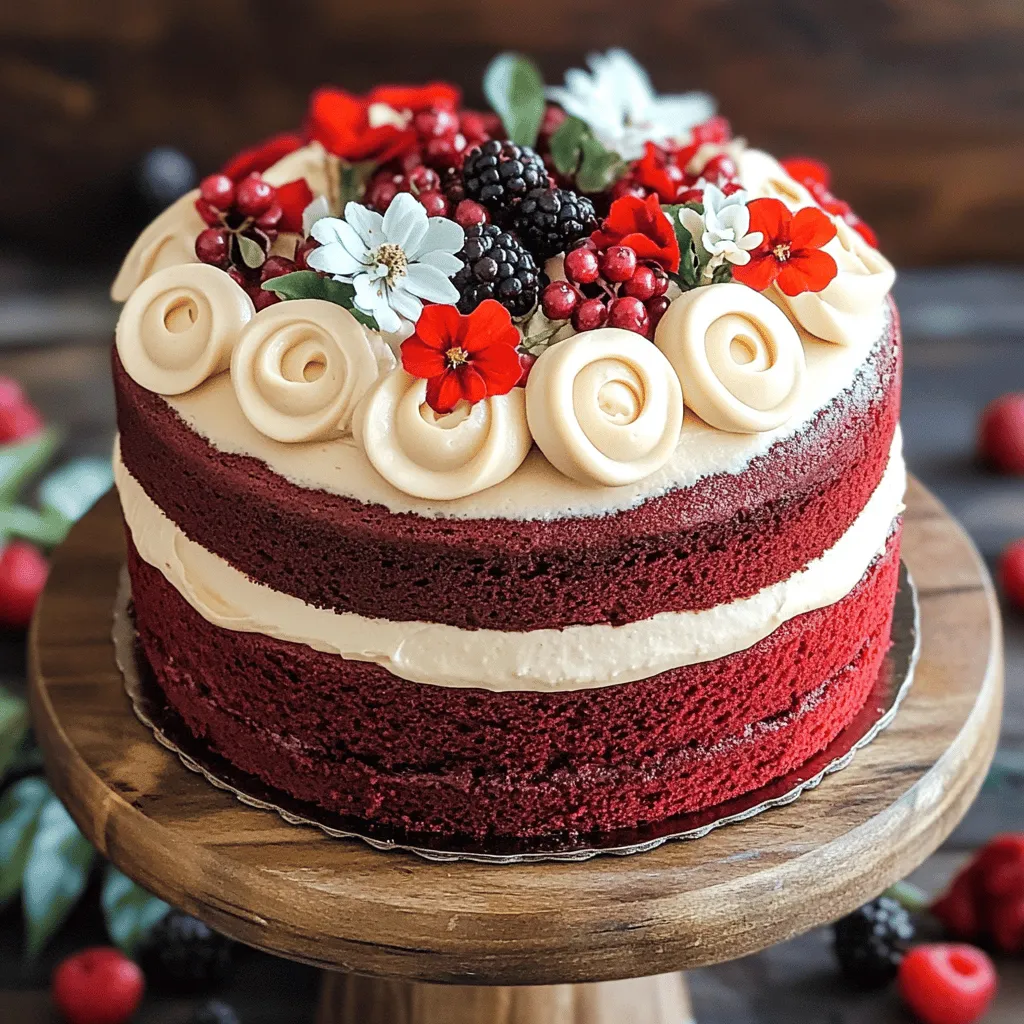 The main red velvet cake ingredients create its unique taste and texture. You need all-purpose flour, granulated sugar, cocoa powder, baking soda, and salt. These form the cake's base. The flour gives structure, while sugar adds sweetness. Cocoa powder adds a hint of chocolate flavor.