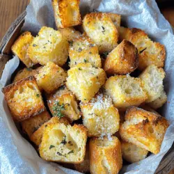Sourdough croutons are small, crunchy pieces of bread. They add texture and flavor to many dishes. I love making these croutons because they are simple and tasty. The sourdough bread gives them a unique tangy taste.