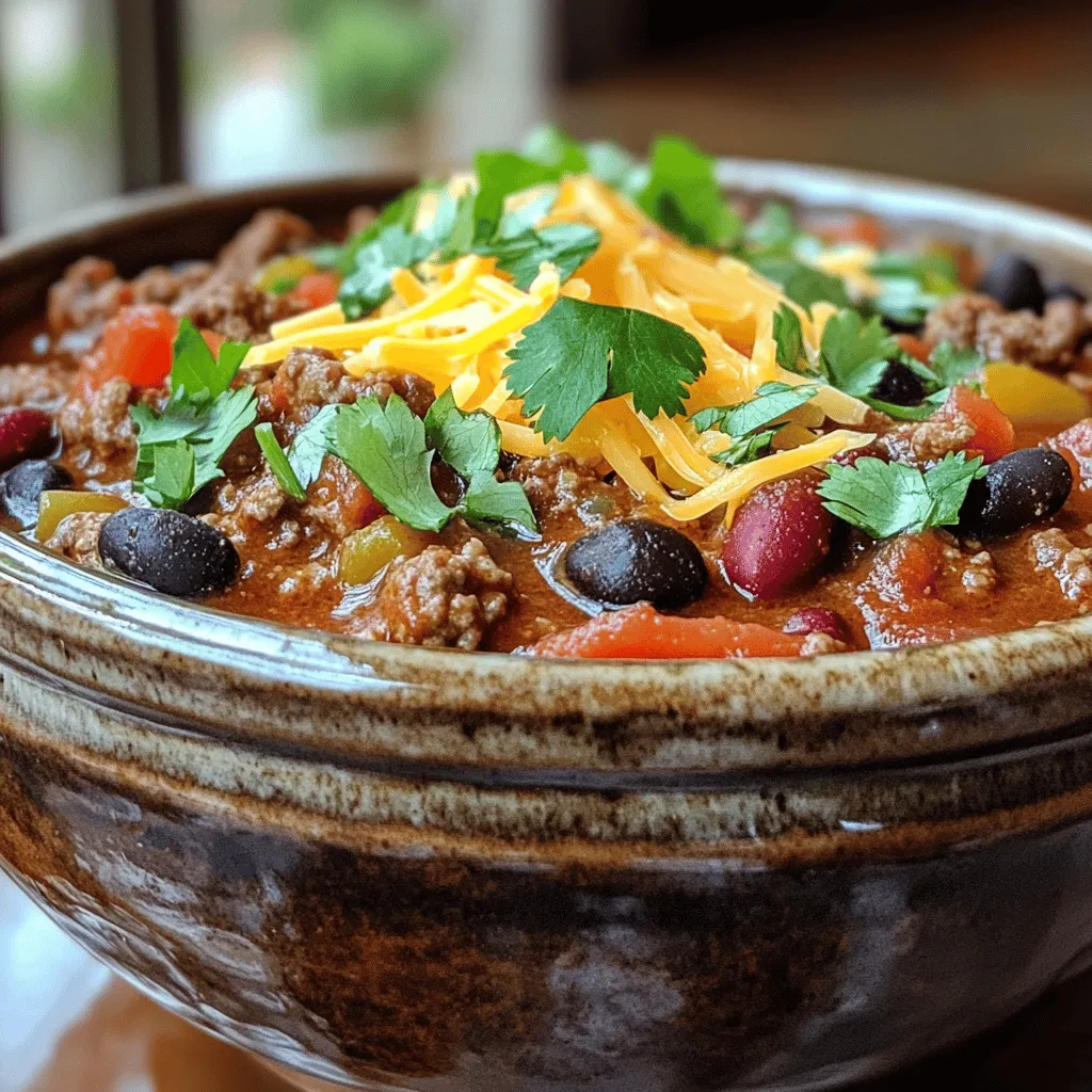 Grandma’s homemade chili stands out for its rich taste and hearty texture. The essential ingredients create a flavor that warms the heart. You need ground beef, kidney beans, black beans, and crushed tomatoes. These ingredients form the base of the chili and add depth.