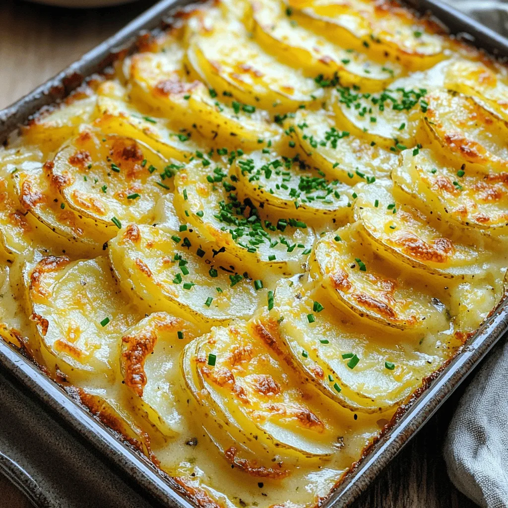 Gruyere scalloped potatoes are a creamy, cheesy dish made with thinly sliced potatoes and Gruyere cheese. This dish is popular for its rich flavor and comfort food appeal. Many people love to serve it during family dinners or special occasions.