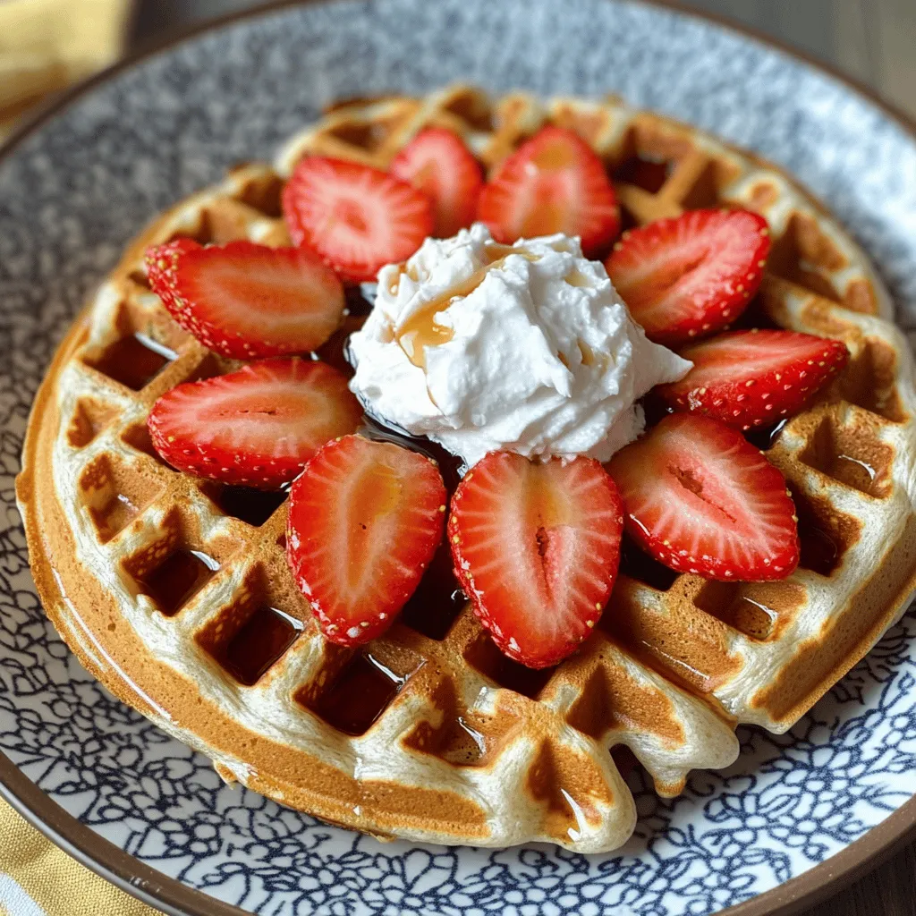 When making healthy waffles, the right ingredients are key. I love using whole wheat flour for a nutritious base. Whole grain waffles are higher in fiber and nutrients than white flour. They keep you full longer and taste great.