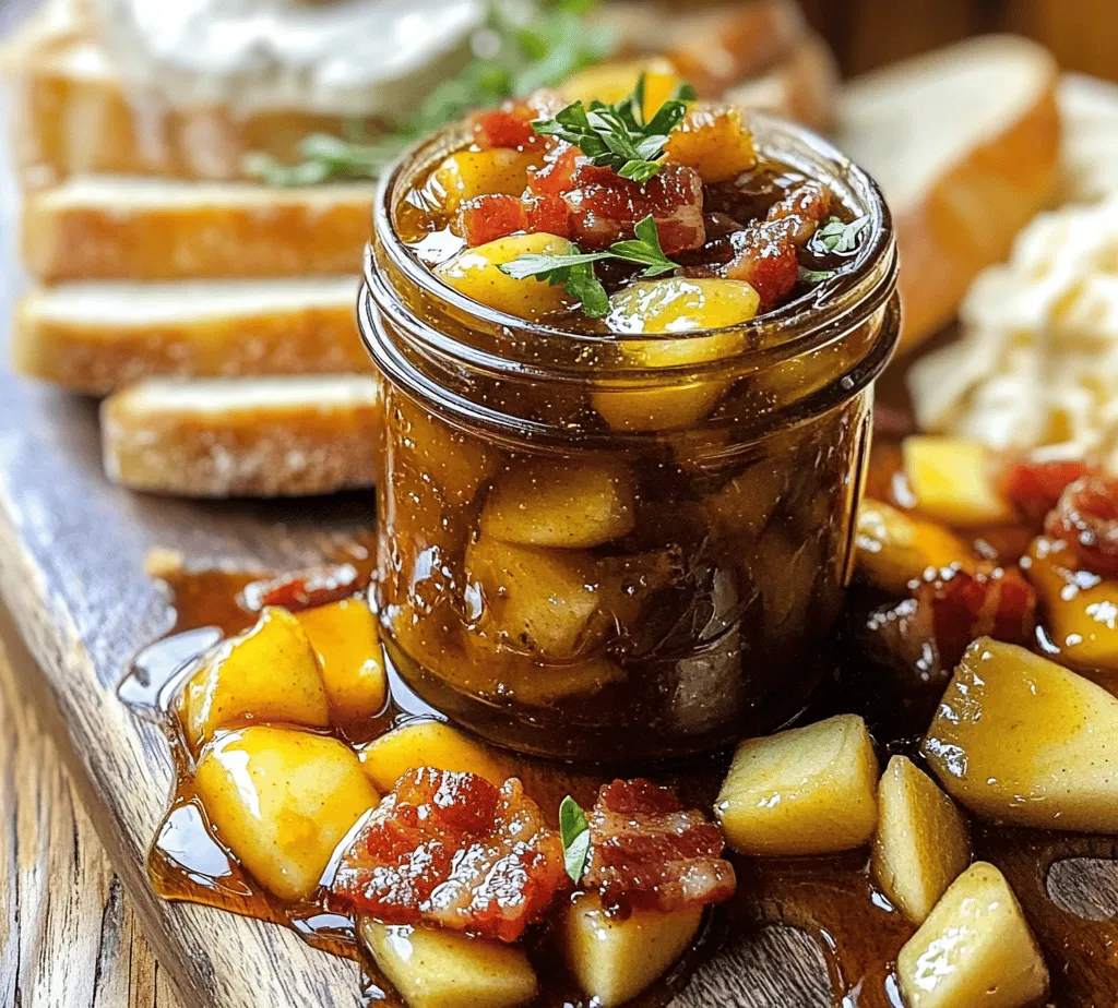In the ever-evolving landscape of gourmet cuisine, bacon jam has emerged as a sensational condiment that tantalizes taste buds and ignites culinary creativity. This delightful concoction combines the beloved richness of bacon with the sweet and savory notes of fruit and spices, resulting in a versatile spread that can elevate any dish. Among the various interpretations of this trend, <strong>Apple Whiskey Bacon Jam</strong> stands out with its unique flavor profile that harmonizes the saltiness of bacon, the sweetness of apples, and the warmth of whiskey. Whether slathered on toast, paired with cheese, or used as a topping for burgers, this jam’s complexity makes it a must-try for any food enthusiast.” /></p>
</p>
<h3>Sautéing Aromatics</h3>
</p>
<p>The first critical step in crafting your Apple Whiskey Bacon Jam is sautéing the aromatics—primarily onions and garlic. These ingredients form the flavor base of the jam and can significantly enhance its overall profile if cooked correctly. Begin by dicing the onions into small, uniform pieces to ensure they cook evenly. Heat a skillet over medium heat and add a tablespoon of the rendered bacon fat, allowing it to warm up before adding the onions.</p>
</p>
<p>Cook the onions for about 5-7 minutes, stirring frequently until they are translucent and just starting to caramelize. This process releases their natural sweetness, which will balance the tartness of the apples later on. Once the onions are perfectly sautéed, add the minced garlic. Garlic cooks much faster than onions, so keep an eye on it; you want it to be fragrant but not browned. Cook for an additional 1-2 minutes, stirring continuously to prevent burning. The combination of sautéed onions and garlic creates a rich foundation for the jam, setting the stage for the other ingredients to shine.</p>
</p>
<h3>Cooking Apples</h3>
</p>
<p>Next, it’s time to introduce the apples into the mix. Choosing the right variety of apples is crucial for achieving the ideal texture and flavor. For a balanced taste, consider using a mix of sweet and tart apples, like Granny Smith and Honeycrisp. Peel, core, and chop the apples into small cubes—this will help them cook evenly and integrate well into the jam.</p>
</p>
<p>Once your apples are prepped, add them to the skillet with the sautéed onions and garlic. Stir to combine, ensuring even distribution. Cook the apples on medium heat for about 10-15 minutes, allowing them to soften without turning into mush. The goal is to achieve a tender texture that still holds its shape, providing a delightful contrast to the smoothness of the jam. During this stage, you might need to adjust the heat if you notice any browning at the bottom of the pan, as even cooking is essential to prevent burning.</p>
</p>
<h3>Creating the Jam</h3>
</p>
<p>Now that your aromatics and apples are perfectly sautéed, it’s time to create the jam itself. Lower the heat and add the remaining ingredients: cooked bacon, whiskey, brown sugar, apple cider vinegar, and a pinch of salt. Each of these components plays a vital role in balancing the flavors. The whiskey adds depth and warmth, while the brown sugar enhances the sweetness, and the vinegar introduces a tangy contrast.</p>
</p>
<p>Stir the mixture well to combine all ingredients, and then let it simmer on low heat for about 20-30 minutes. This allows the flavors to meld and the mixture to thicken naturally. Keep an eye on the consistency; it should start to resemble a thick sauce. If you prefer a chunkier jam, you can leave it as is. However, if you like a smoother texture, consider using an immersion blender to puree the mixture to your desired consistency.</p>
</p>
<h3>Cooking Techniques and Tips</h3>
</p>
<h4>Rendering Bacon Fat</h4>
</p>
<p>For those new to cooking, rendering bacon fat may seem daunting, but it is a straightforward process that adds immense flavor to your dishes. Begin by cutting bacon into small pieces and placing it in a cold skillet. Turn the heat to medium-low, allowing the fat to render slowly. Stir occasionally until the bacon is crispy and the fat has melted. Strain the bacon bits from the fat and set them aside to use in your jam.</p>
</p>
<h4>Ensuring Even Cooking</h4>
</p>
<p>To avoid burning the apples or other ingredients, always maintain a consistent heat level. Stirring frequently helps distribute the heat evenly, ensuring all components cook uniformly. If you notice any ingredients starting to brown too quickly, lower the heat or add a splash of water or broth to deglaze the pan.</p>
</p>
<h4>Tasting and Adjusting Seasoning</h4>
</p>
<p>One of the most important cooking techniques is to taste your dish as you go. As the jam simmers, take a moment to sample it. You may find it needs a touch more salt, a bit more sweetness, or a splash more vinegar to brighten the flavors. Adjusting the seasoning throughout the cooking process ensures a well-balanced final product.</p>
</p>
<h3>Serving Suggestions and Pairing Ideas</h3>
</p>
<p>Apple Whiskey Bacon Jam is incredibly versatile and can elevate various dishes. Here are some creative serving suggestions to consider:</p>
</p>
<h4>Charcuterie Boards</h4>
</p>
<p>This jam is a fantastic addition to any charcuterie board. Pair it with a variety of cheeses, such as sharp cheddar, creamy brie, or tangy goat cheese. Complement the flavors with cured meats like prosciutto or salami, and add a selection of crackers or toasted baguette slices. The combination of sweet, savory, and creamy elements will create a delightful experience for your guests.</p>
</p>
<h4>Breakfast Dishes</h4>
</p>
<p>Incorporate the jam into your breakfast routine by spreading it over toasted bagels, English muffins, or pancakes. For a heartier option, consider using it as a topping for scrambled eggs or an omelet, adding a layer of flavor that will delight your taste buds.</p>
</p>
<h4>Sandwiches and Glazes</h4>
</p>
<p>Apple Whiskey Bacon Jam also shines in sandwiches. Spread it on grilled cheese or turkey sandwiches for an unexpected twist. Additionally, it can be used as a glaze for roasted meats, such as pork or chicken, enhancing the overall flavor profile and adding a beautiful shine to the dish.</p>
</p>
<h4>Presentation Tips</h4>
</p>
<p>When serving your jam, consider the presentation. Use a small mason jar or a decorative bowl to hold the jam, and place it on a wooden board with your cheese and meat pairings. Garnish with fresh herbs, like thyme or rosemary, for visual appeal. This not only makes the jam inviting but also elevates the entire spread.</p>
</p>
<h3>Storage and Shelf Life</h3>
</p>
<p>To store your Apple Whiskey Bacon Jam properly, allow it to cool completely before transferring it to clean, sterilized jars. Seal the jars tightly with lids and store them in the refrigerator. Properly stored, your jam can last up to two weeks. Always check for signs of spoilage before using; if you notice any off-smells or discoloration, it’s best to discard it.</p>
</p>
<p>For longer storage, consider canning the jam. Follow proper canning procedures to ensure a safe seal, allowing you to enjoy the jam for months to come. When preserved correctly, the flavors will continue to develop over time, making it even more delicious.</p>
</p>
<h3>Conclusion</h3>
</p>
<p>Apple Whiskey Bacon Jam is a unique blend of flavors that offers a delightful culinary experience. The combination of sweet apples, savory bacon, and a hint of whiskey creates a jam that is perfect for various occasions. Whether you serve it at a gathering, incorporate it into your meals, or gift it to friends and family, this jam is sure to impress.</p>
</p>
<p>I encourage you to try making this recipe and explore your culinary creativity. There’s something truly special about sharing homemade preserves, and this Apple Whiskey Bacon Jam is a perfect addition to any gathering or meal. Enjoy the process of creating and the joy it brings to your table!</p>
</div>