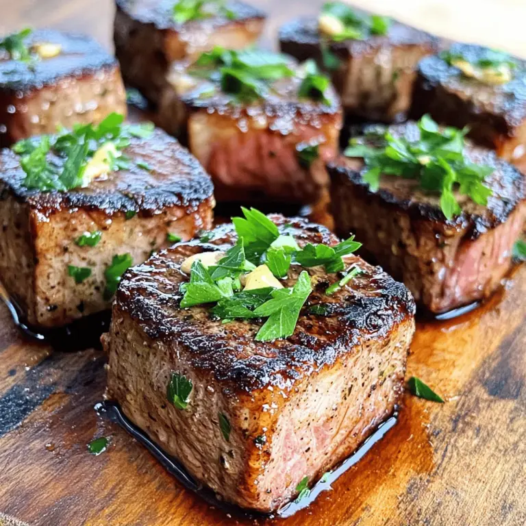 To make garlic butter steak bites, you need simple ingredients. Start with 1 pound of sirloin steak. Cut it into 1-inch cubes for even cooking. You also need 4 tablespoons of unsalted butter. This will give your dish a rich taste. Four cloves of minced garlic add a punch of flavor. Fresh herbs like rosemary and thyme bring more depth. Don't forget salt and black pepper to taste. For a pop of color, use fresh parsley as a garnish.