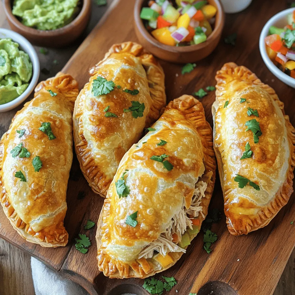 To make chicken empanadas, you will need several tasty ingredients. First, you need 2 cups of cooked chicken that is shredded. This chicken adds the main flavor. Next, a small onion, finely chopped, gives a nice base. You also want 2 cloves of garlic, minced, for some extra taste.