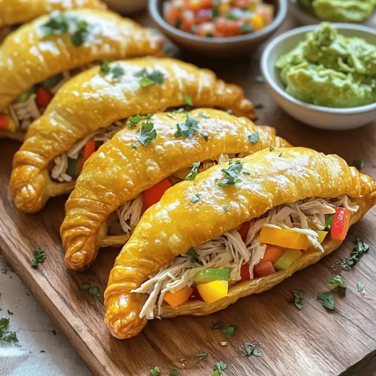 To make chicken empanadas, you will need several tasty ingredients. First, you need 2 cups of cooked chicken that is shredded. This chicken adds the main flavor. Next, a small onion, finely chopped, gives a nice base. You also want 2 cloves of garlic, minced, for some extra taste.